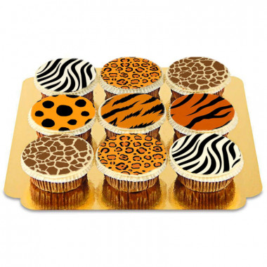 Cupcakes med djurmönster (9 st)