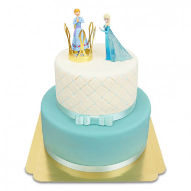 Anna och Elsa på isblå Deluxetårta 