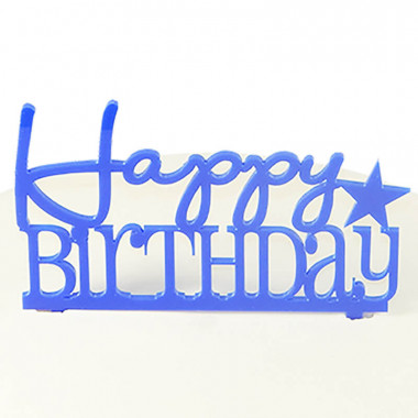 Tårtdekoration, "Happy Birthday" i blå
