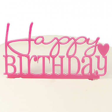 Tårtdekoration, "Happy Birthday" i rosa