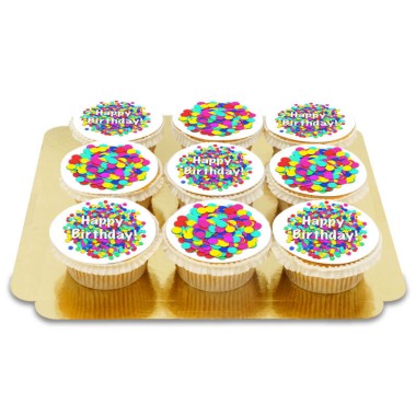 Konfetti-cupcakes (9 stycken)