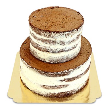 Naked cake choklad–vanilj i två våningar