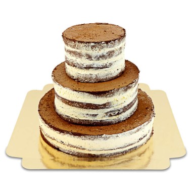Naked cake choklad–vanilj i tre våningar