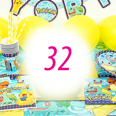 Pokémon Partyset för 32 barn - utan tårta