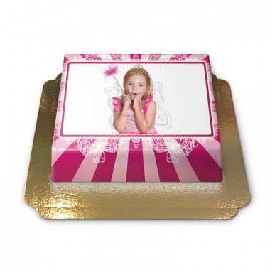 Fototårta med rosa prinsessram