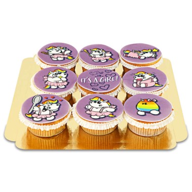 Chubby Unicorn - It's a Girl Cupcakes (9 st)