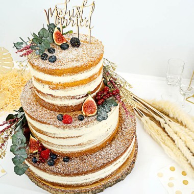 Green Wedding vanilj-hallon 3 vån - inkl. Cake Topper m.m