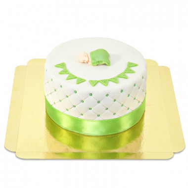 Grön babyshower tårta 
