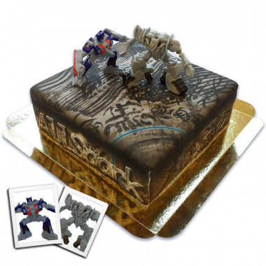 Transformers® figurer - Optimus Prime vs Megatron på AllSpark-Tårta