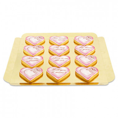 Alla hjärtans dag kakor med kärleksmotiv - rosa 