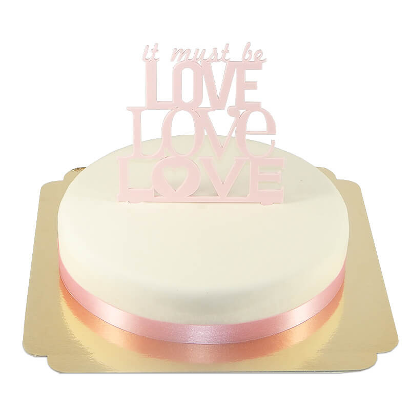 Ozdoba na tort - Love, różowa