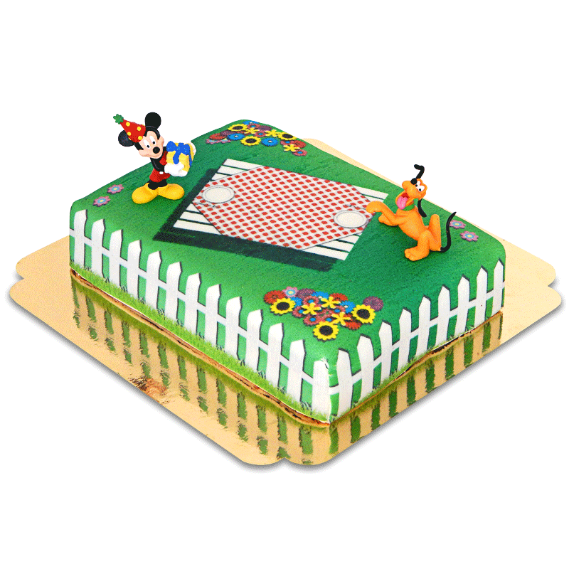 Micky Maus und Pluto auf Geburtstags-Picknick-Torte