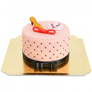 Deluxe Make-Up Cake med färgglada sockerdekorationer och svart band