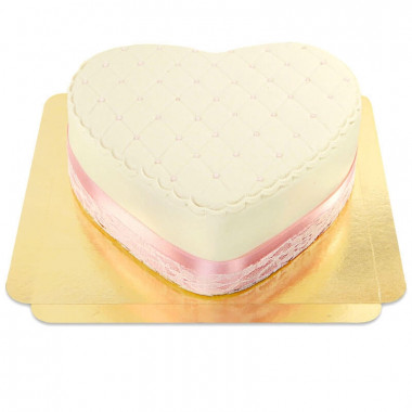Deluxe Alla Hjärtans-tårta, vit - dubbel höjd