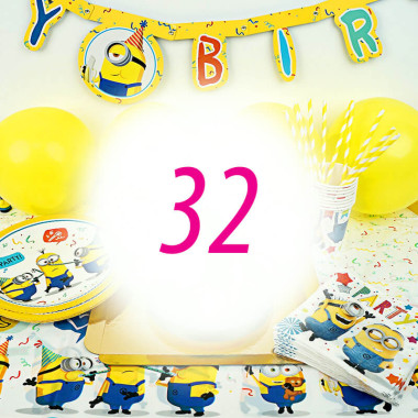 Partyset Minions för 32 barn - Dekorationset exkl. tårta