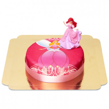 Disneyprinsessan Ariel på rosa tårta