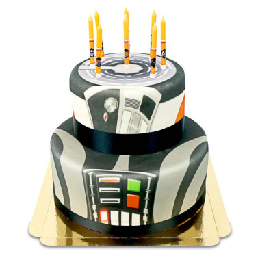 Star Wars tårtljus på tvåvåningstårta